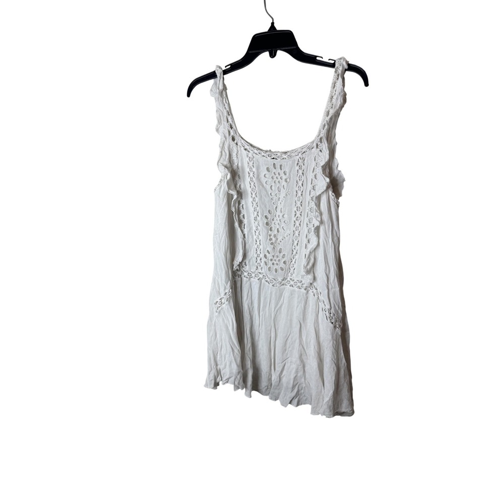 Free People Dress Womens Small White Crochet Swing Trapeze Sundress Boho